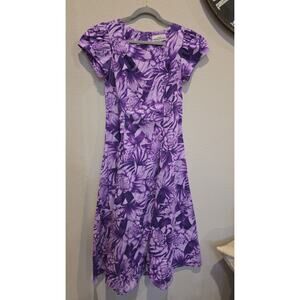 VTG T&L Muumuu Factory Handmade Hawaii Floral Purple Muumuu Dress Resort Luau S
